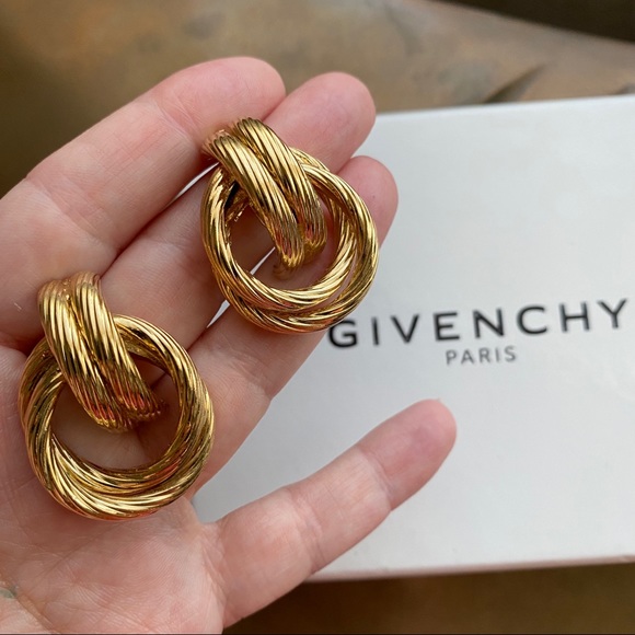 GIVENCHY NEW 70's VINTAGE Gold Statement Earrings - Picture 5 of 6